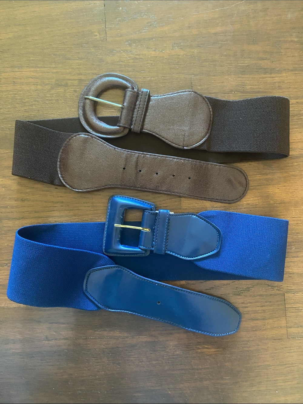 Brown and Blue Elastic Stretch waist Belts - Classic Casual Style